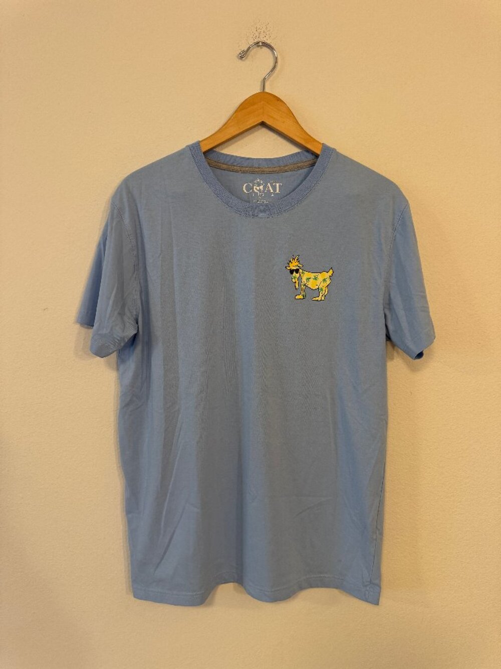 GOAT USA Pineapple Goat Graphic T-Shirt Men's Large Light Blue Two-Sided